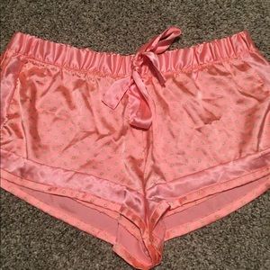 Peach color silky sleep shorts from vs